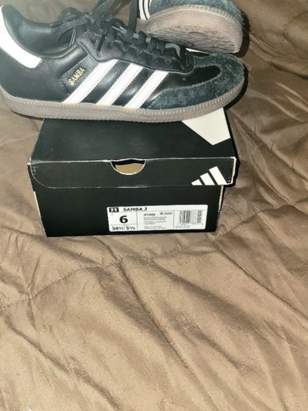 adidas Samba J (Black/White/Gum) ) Black & White Sneakers US 6